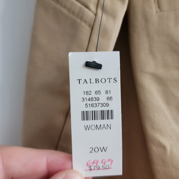 Talbots Perfect Crop Slim Leg Chino, Tan, Women's Size 20W - Picture 5 of 6